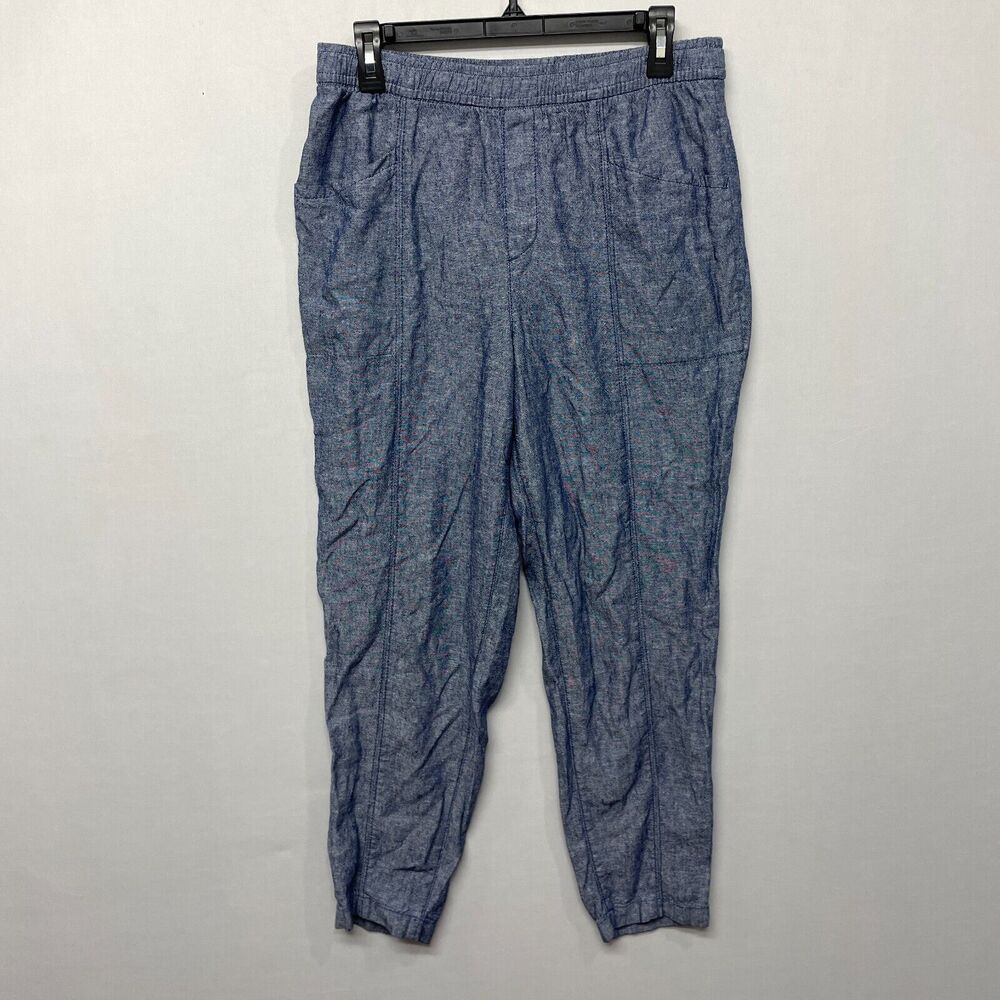 Old Navy Women Pull On Linen Blend Crop Pants Size Small Blue B330 -7